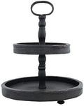 Creative Co-Op Distressed Blackwashed Wood 2-Tier Tray with Metal