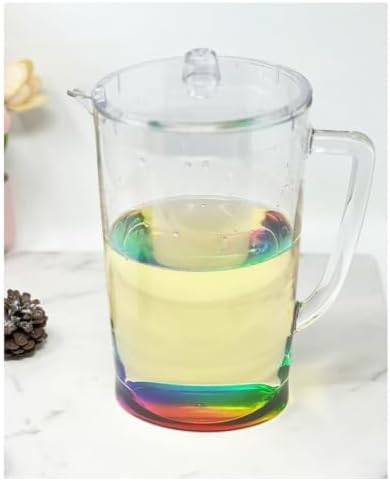 2.75 Quarts Water Pitcher with Lid, Oval Halo Design Unbreakable