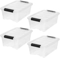 IRIS USA 4 Pack Clear Storage Bins with Lids, 13 Quart