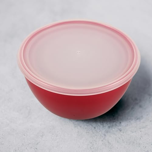 4pcs Pink Thickened Plastic Salad Bowls with Lids Food Storage and