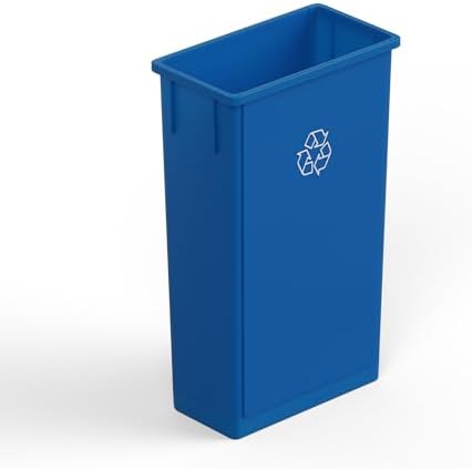 23 Gallon Rectangular Slim Trash Can, Blue
