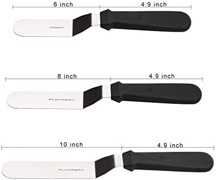 Offset Frosting Cake Knife set of 3 Black 6 8 & 10 Inch Angled Icing