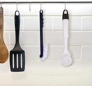 Dish Brush with Handle, 2 Pack Dish Scrub Brush with Built-in Scraper and 2 - Image 7