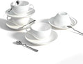 Bone China Tea Cups and Saucers Set (6 oz, Set of 4) – White Luxury
