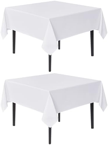 sancua White Square Tablecloths 54x54 Inch Table Cloth, 2 Pack