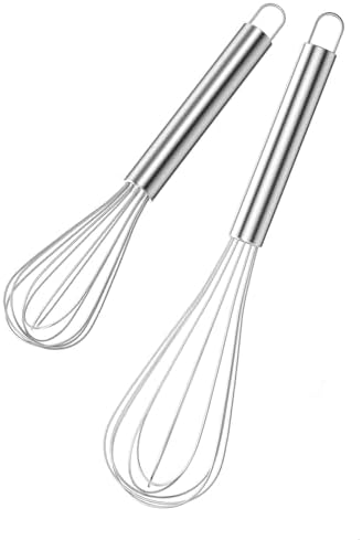 Digead Stainless Steel Whisk Set - 8"+10" Kitchen Wisk, Balloon Whisk