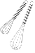 Digead Stainless Steel Whisk Set - 8"+10" Kitchen Wisk, Balloon Whisk