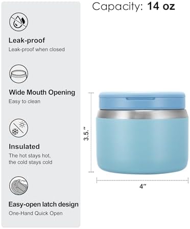 JOOPETALK 14oz Soup Thermo with Buckle Lid for Kids, Wide Mouth