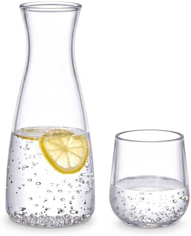 Abby - Aurora - Acrylic Bedside Carafe Set, Plastic Water Carafe with