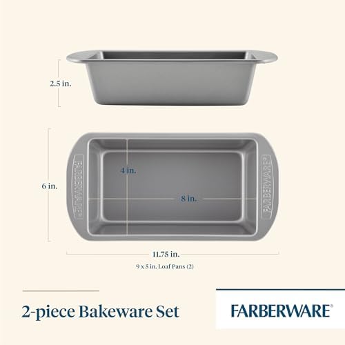 Farberware Nonstick Bakeware Bread and Meat Loaf Pan Set for Baking