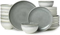 Pokini Stoneware Dinnerware Sets for 8, 24pcs Plates and Bowls Sets Dishes
