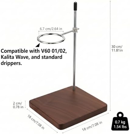 Pour Over Stand with North American Walnut Base & 360° Adjustable