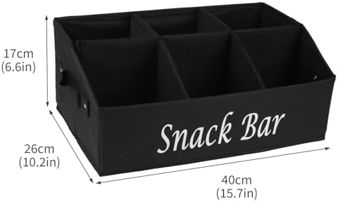 Countertop Fabric Snack Organizer, 6 Compartments, Black