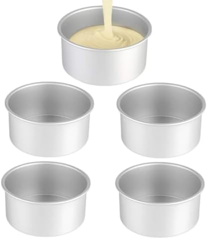 XZJMY 5-Pack 5 x 2 Inch Mini Round Cake Pans, Non-Stick Aluminum