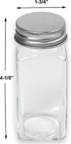 Simple Houseware Spice Jars 4-oz Square Glass Bottles, 12 Pack