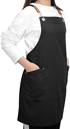 Apron for Women Men with Long Adjustable Cross Back Straps and Large