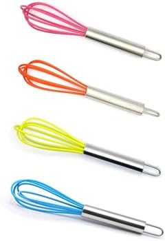 Mini Whisks 6 inch 4Pcs silica gel stainless steel Whisk, Hand Egg