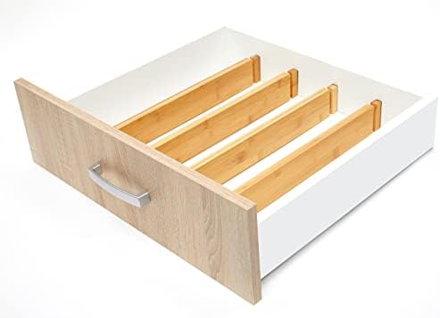 RoyalHouse Adjustable Bamboo Drawer Dividers Organizers, Expandable
