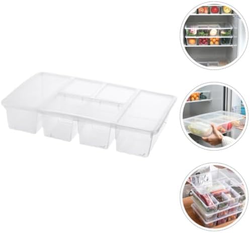 Garneck Divided Fridge Food Storage Container Bin with Lid for