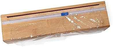 Lipper International Bamboo Wood Kitchen Wrap Dispenser with Cutter for Standard 12" Wide Rolls of Aluminum Foil, Plastic Wrap, or Wax Paper, 13 7/8" x 3 3/8" x 3 1/2"