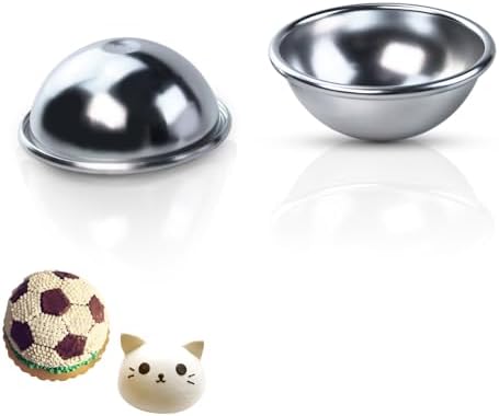 2Pcs Dome Half Ball Cake Pan, 3D Soccer Football Hemisphere Cake Mold