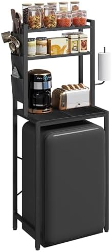 MAHANCRIS 3-Tier Microwave Stand with Mini Fridge Shelf