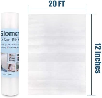 Glomen Shelf Liner, Non-Slip Cabinet Drawer Liner, 12 Inches x 20 FT