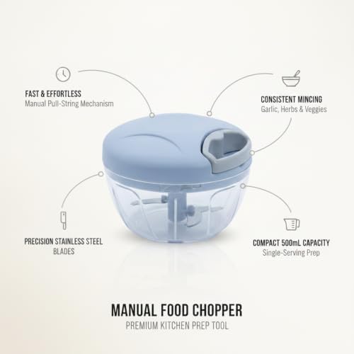 Multipurpose Manual Food Chopper, Pull-String Vegetable Mincer for