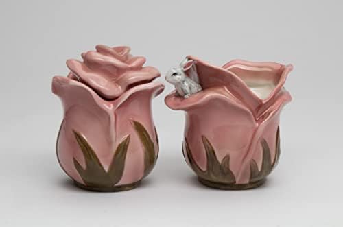 Cosmos Gifts 56645 Fine Porcelain Rose Bunny Sugar and Creamer Set