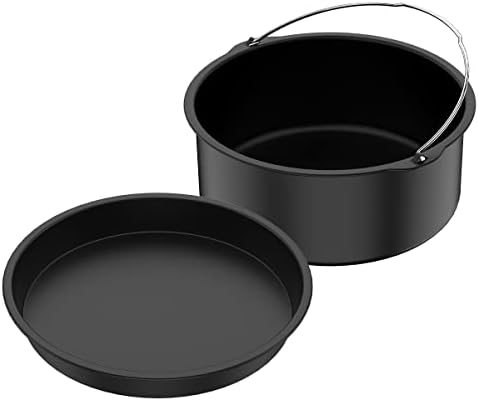 2Pcs Air Fryer Accessories, 8 Inch Air Fryer Pizza Cake Pan and Baking