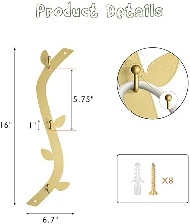4PCS Unique Coffee Mug Holder Wall Mounted with 12 Hooks, Metal Coffee