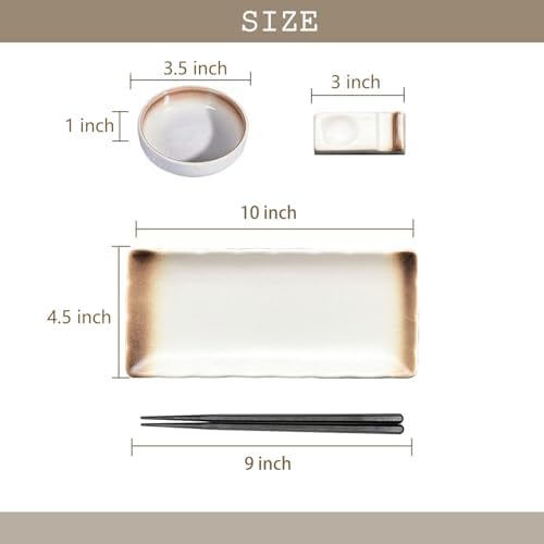 16 Pcs Sushi Plates with Sauce dish, Chopsticks and Chopsticks Holder