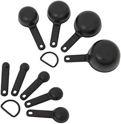 KitchenAid Universal Easy To Read Measuring Cup and Spoon Set with Soft Grip Handle for Maximum Control, Hang Hole and Nesting For Easy Storage, Dishwasher Safe, 9 Piece, Black