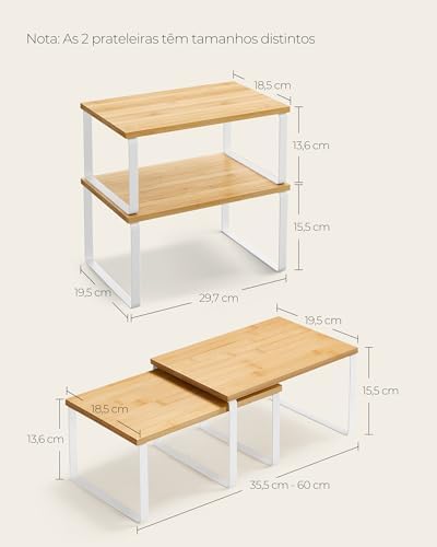 SONGMICS Cabinet Organizer Shelf, Set of 2