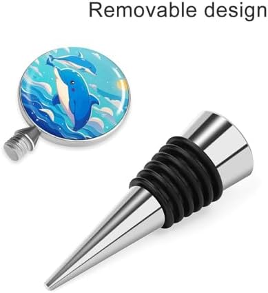 Cute Ocean Dolphin Theme Wine Stopper Vacuum Alloy Wine Bottle Stopper