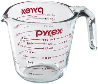 Pyrex Prepware 6001075 Measuring Cup, Red Graphics, Clear