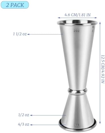 2 Pack Jigger for Bartending, 304 Stainless Steel Double Cocktail