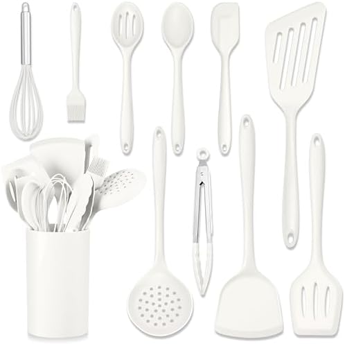 HaWare 11 PCS Silicone Cooking Utensils Set, White