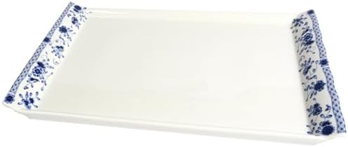Bone China Serving Trays, 14 Inch Porcelain Serving Tray, Blue and