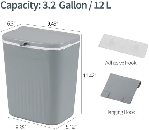 3.2 Gallon Plastic Hanging Kitchen Compost Bin