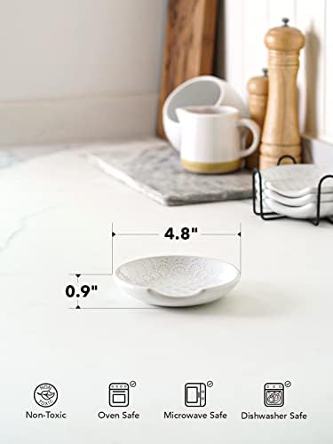 LE TAUCI Ceramic Spoon Rests for Stove Top with Holder, Set of 4