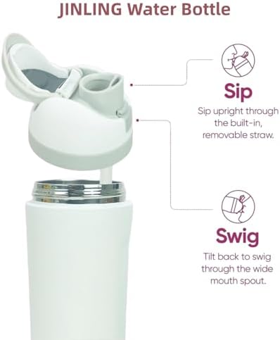 24oz Insulated Stainless Steel Water Bottle with Straw for Sports and