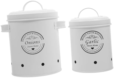 2pcs Iron Vegetable Storage Tins with Lid and Aerating Holes