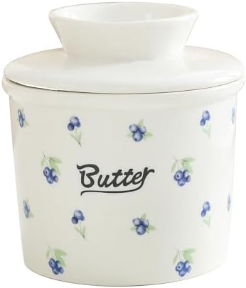 Butter Crock with Water Line with Lid, Butter Keeper Soft Spreadable