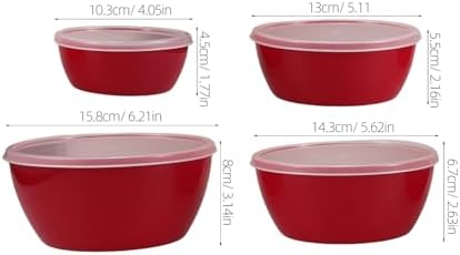 4pcs Pink Thickened Plastic Salad Bowls with Lids Food Storage and