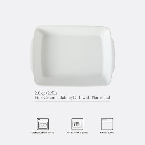 Gibson Home Gracious Dining 2.6-Qt White Stoneware Covered Baking Dish