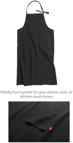 Jeelow Linen Bib Apron with Pockets for Women Men Cooking Kitchen
