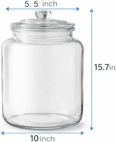4 Gallon Glass Jar with Lid Large Cookie Jar with Big Opening Airtight