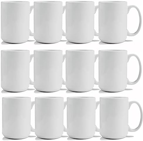 TANGLONG Sublimation Mugs 15 oz, Sublimation Blanks, (Pack of 12)