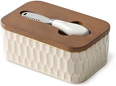 Butter Dish with Lid and Knife, Ceramic Airtight Butter Keeper